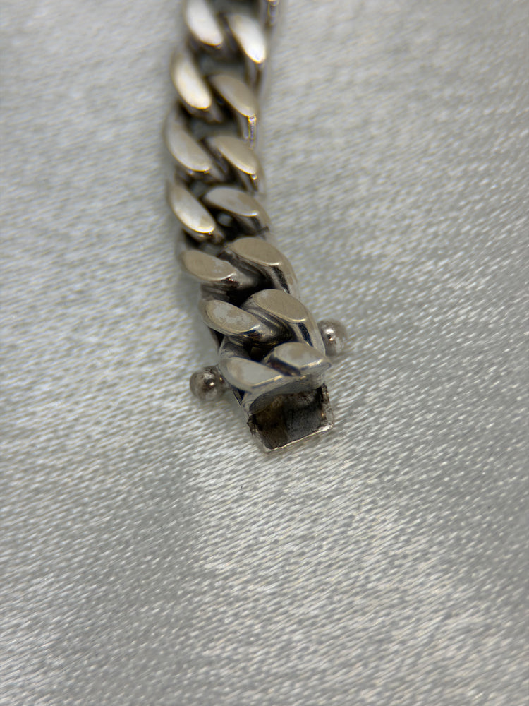 14K Pansarlänk armband i vitguld – 16.9g, 18.5 cm