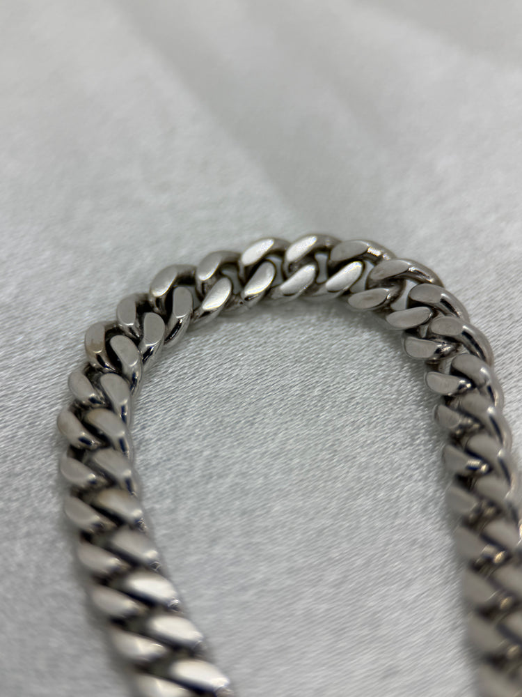 14K Pansarlänk armband i vitguld – 16.9g, 18.5 cm