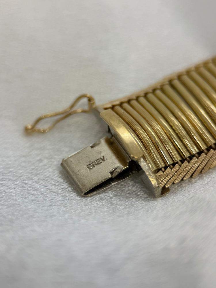 18K Gold Bracelet by Uno A Erre – Fishbone Design, 53.6g, 20.3 cm