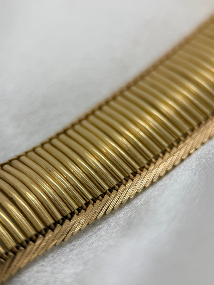 18K Gold Bracelet by Uno A Erre – Fishbone Design, 53.6g, 20.3 cm