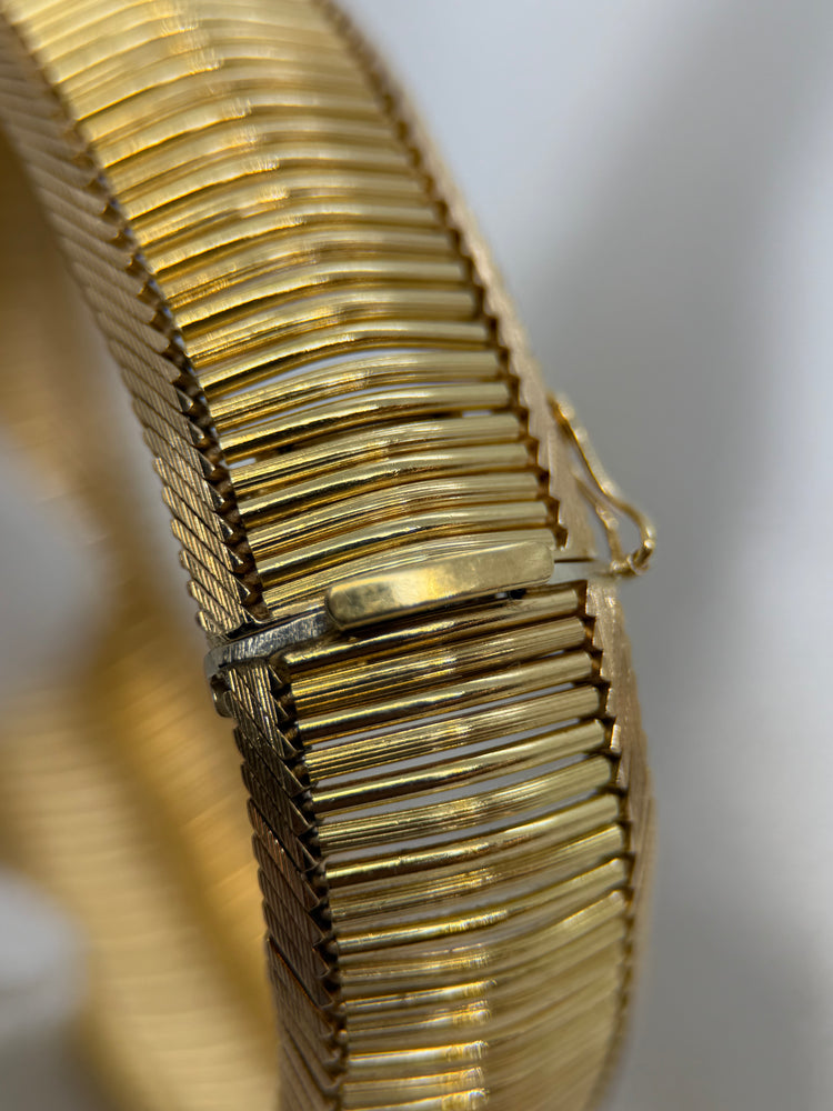 18K Gold Bracelet by Uno A Erre – Fishbone Design, 53.6g, 20.3 cm