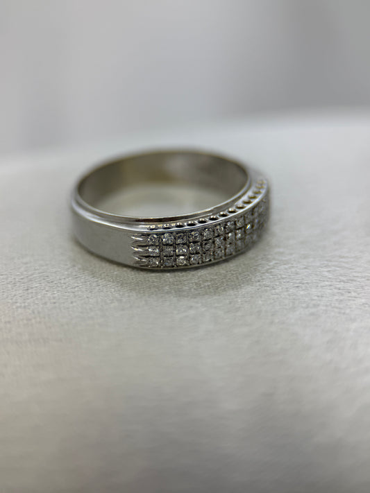18K Tripelrads diamantring – Singelslipade diamanter, Storlek 58