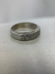 18K Triple Row Diamond Ring – Single Cut Diamonds, Size 58