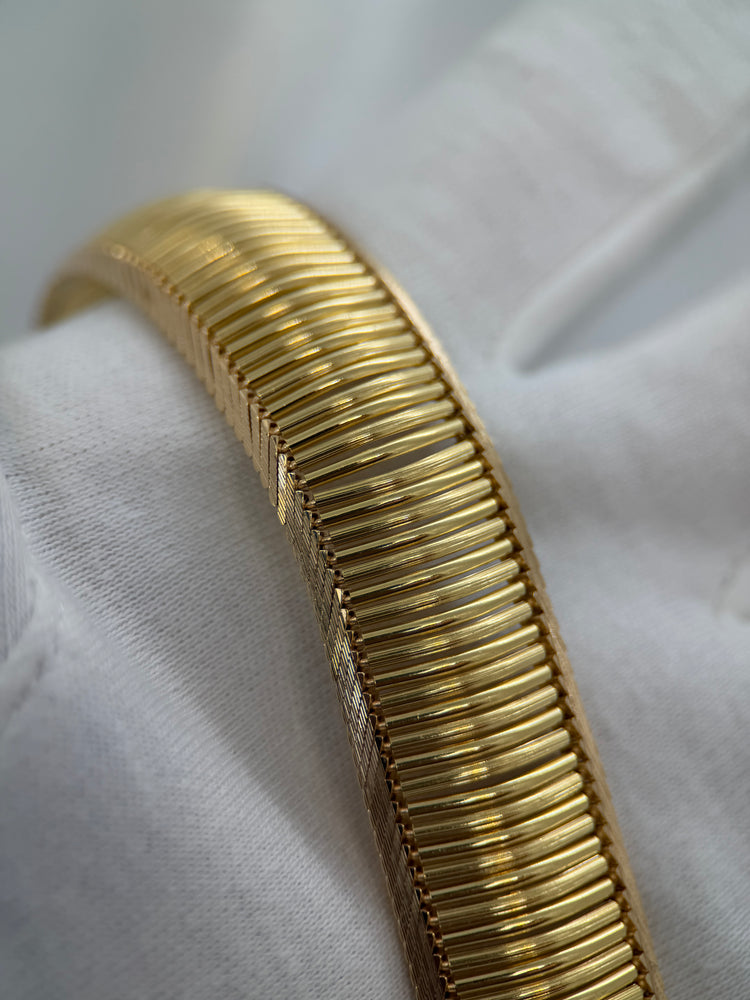 18K Gold Bracelet by Uno A Erre – Fishbone Design, 53.6g, 20.3 cm