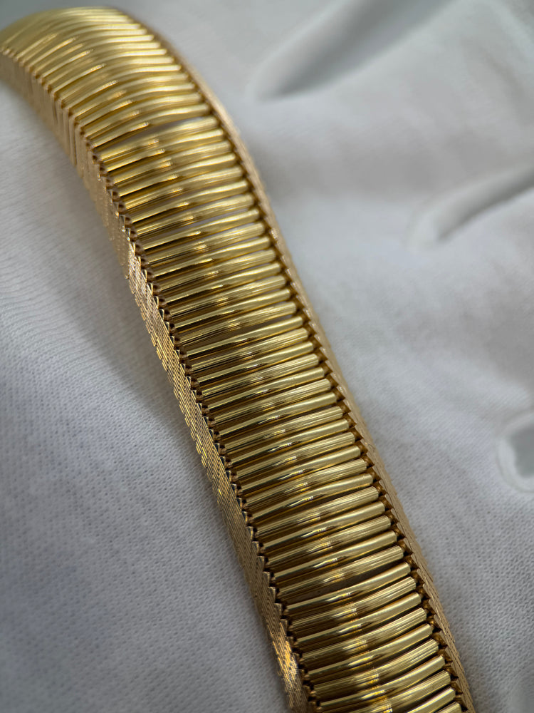 18K Gold Bracelet by Uno A Erre – Fishbone Design, 53.6g, 20.3 cm
