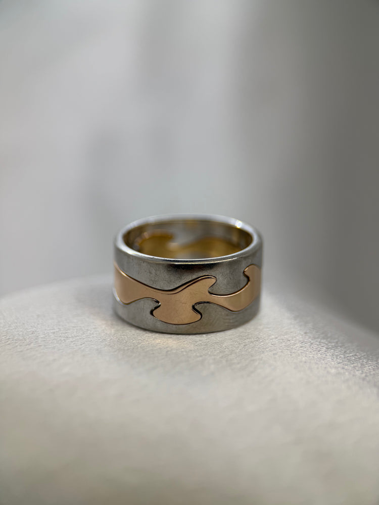 Georg Jensen Fusion Ring i Röd- och Vitguld – Nina Koppel, Storlek 65
