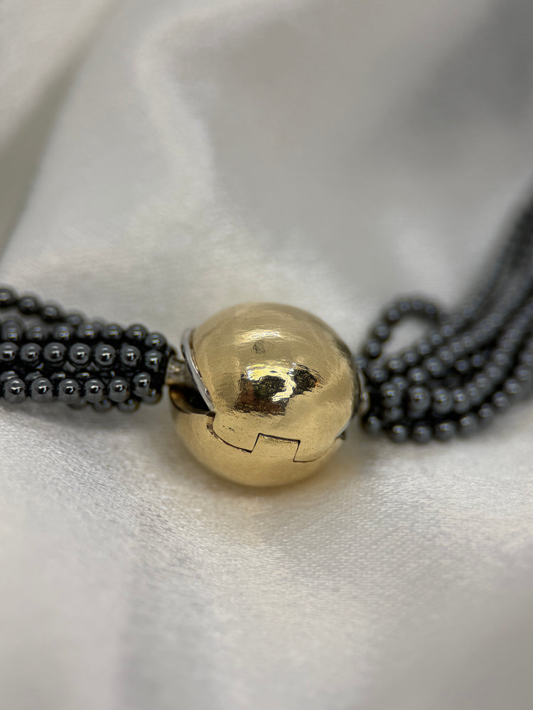 Ole Lyngaard: 14K Hematitpärlhalsband – 8 strängar, 43 cm