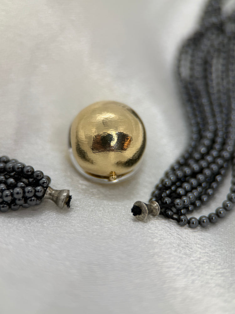 Ole Lyngaard: 14K Hematitpärlhalsband – 8 strängar, 43 cm