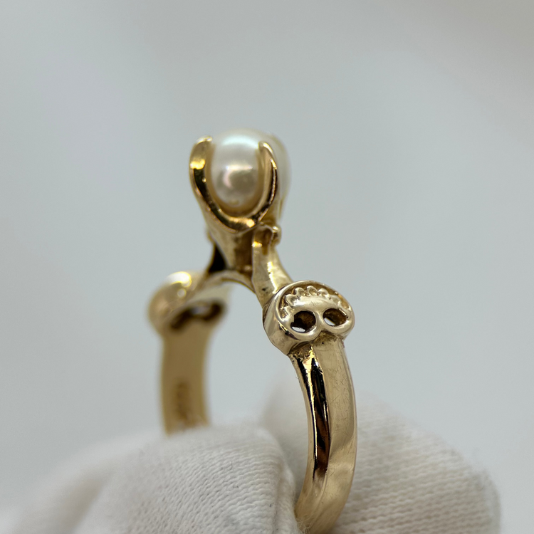 18K Ring med Odlad Pärla 1989, Storlek 56