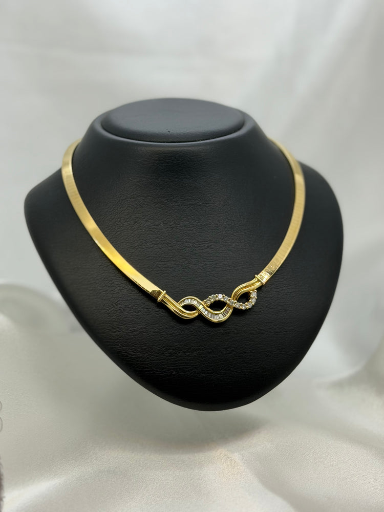 18K Diamanthalsband i rödguld – Briljant- & baguettslipade diamanter, 33.8g