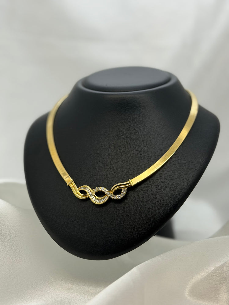 18K Diamanthalsband i rödguld – Briljant- & baguettslipade diamanter, 33.8g