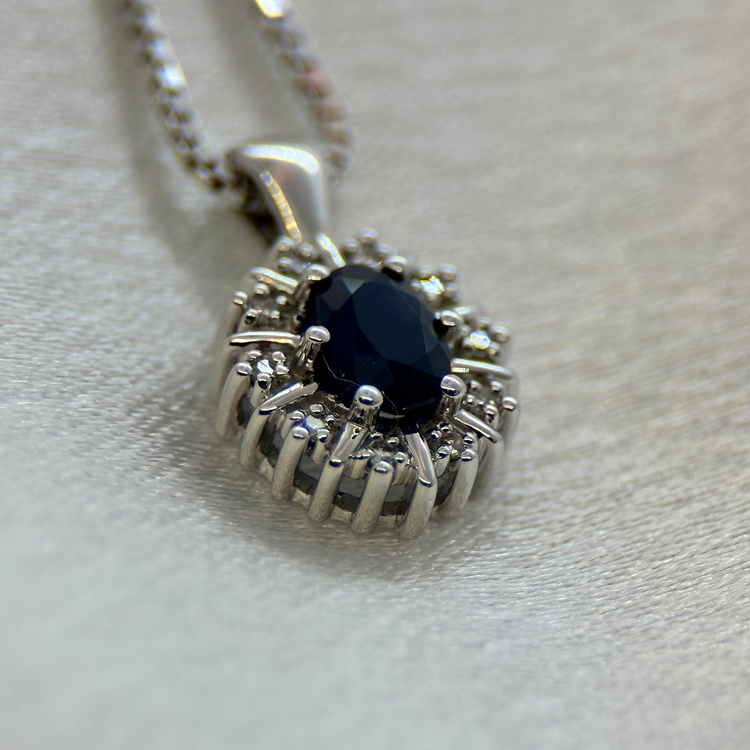 18K Sapphire and Diamond Set – Pendant & Earrings