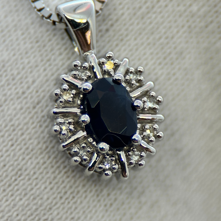 18K Sapphire and Diamond Set – Pendant & Earrings