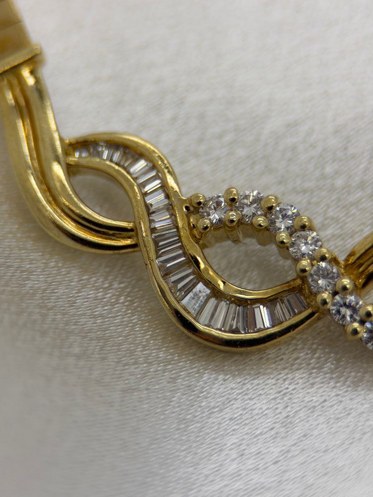18K Diamanthalsband i rödguld – Briljant- & baguettslipade diamanter, 33.8g