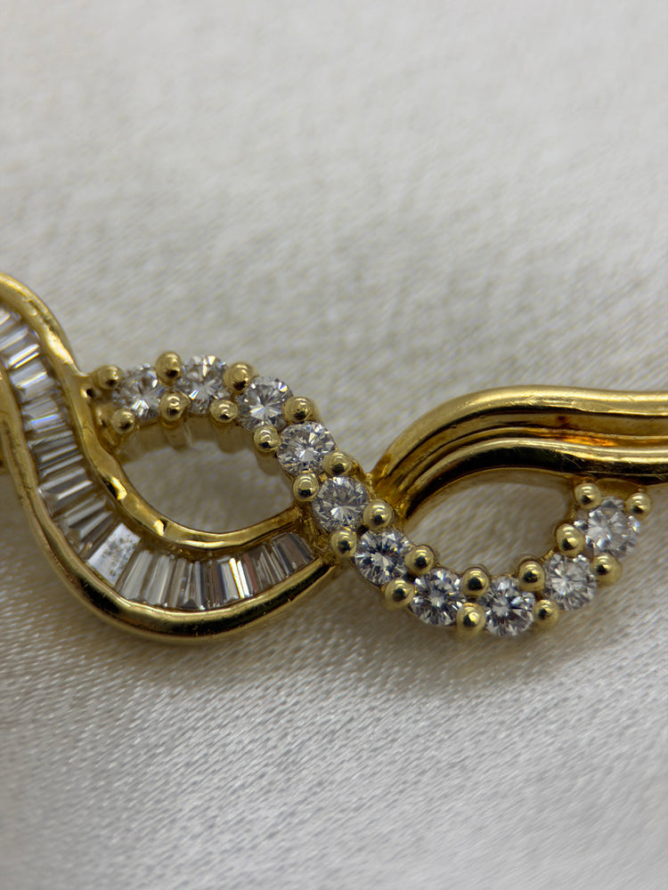 18K Diamanthalsband i rödguld – Briljant- & baguettslipade diamanter, 33.8g