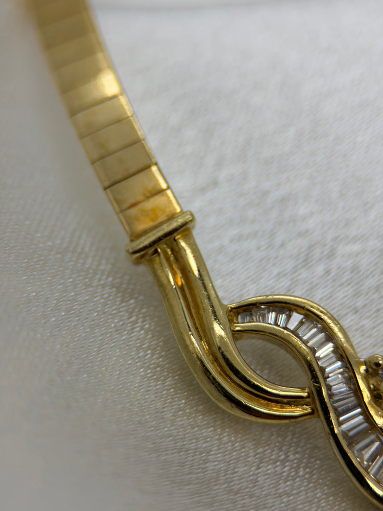 18K Diamanthalsband i rödguld – Briljant- & baguettslipade diamanter, 33.8g