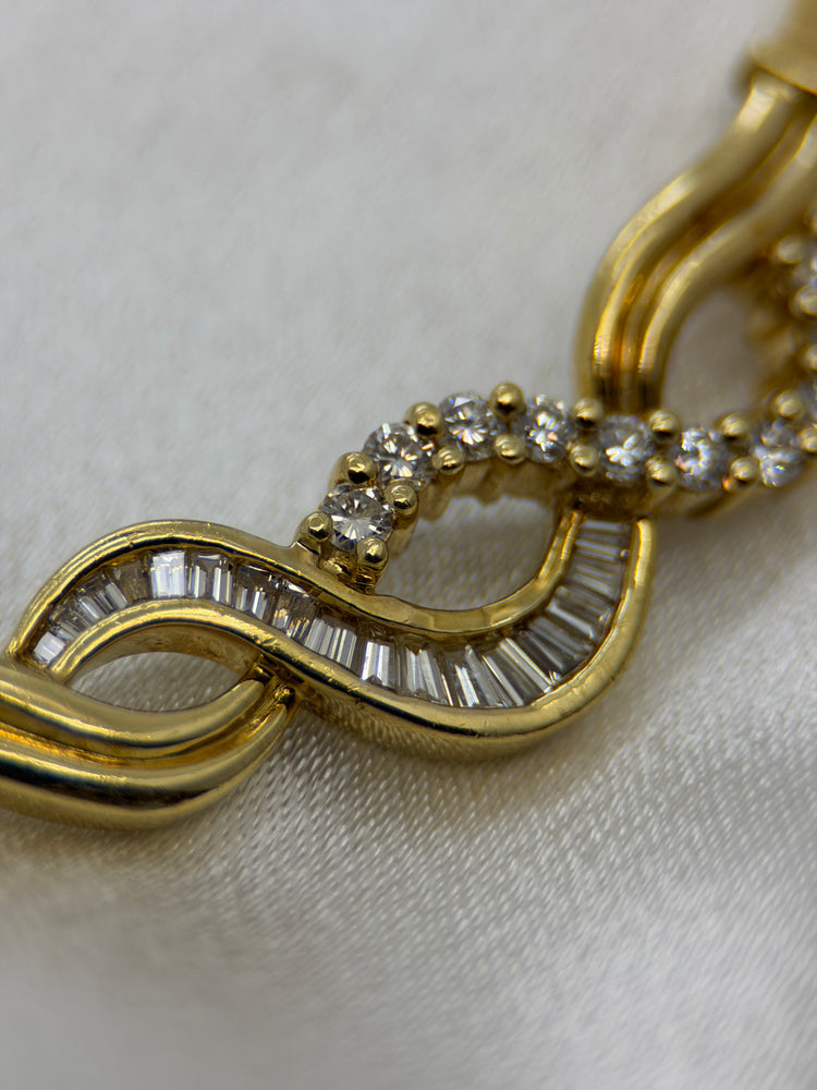 18K Diamanthalsband i rödguld – Briljant- & baguettslipade diamanter, 33.8g