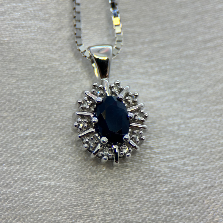 18K Sapphire and Diamond Set – Pendant & Earrings