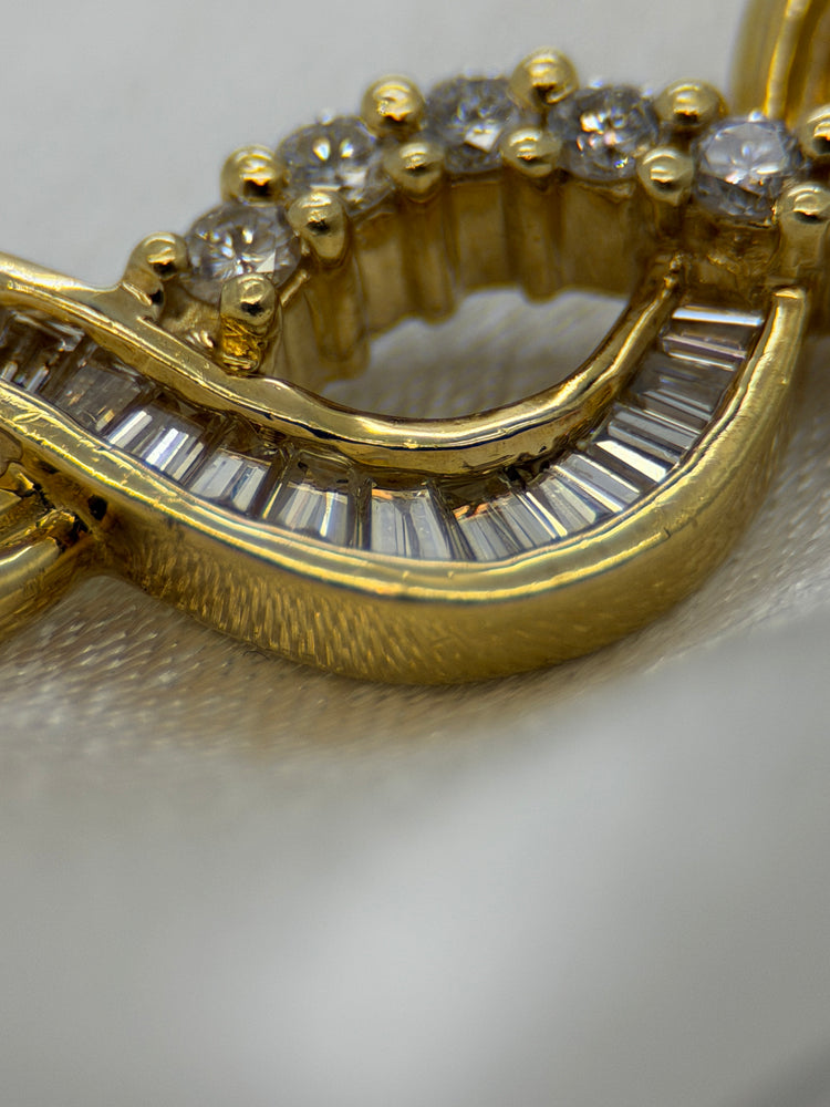 18K Diamanthalsband i rödguld – Briljant- & baguettslipade diamanter, 33.8g