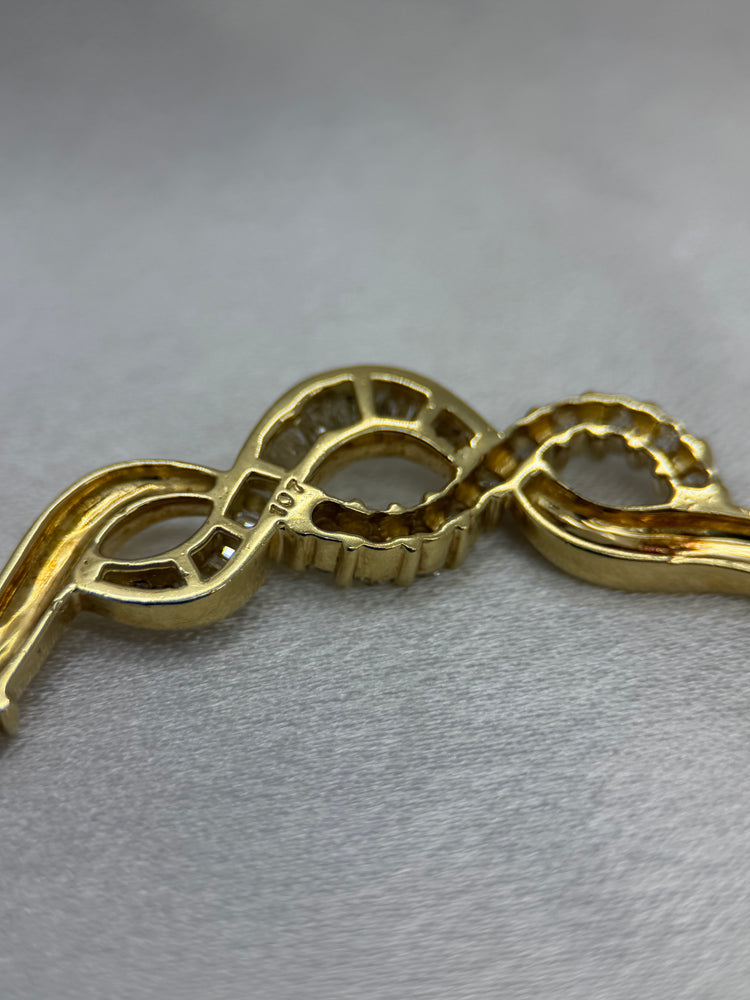 18K Diamanthalsband i rödguld – Briljant- & baguettslipade diamanter, 33.8g