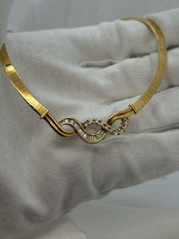 18K Diamanthalsband i rödguld – Briljant- & baguettslipade diamanter, 33.8g