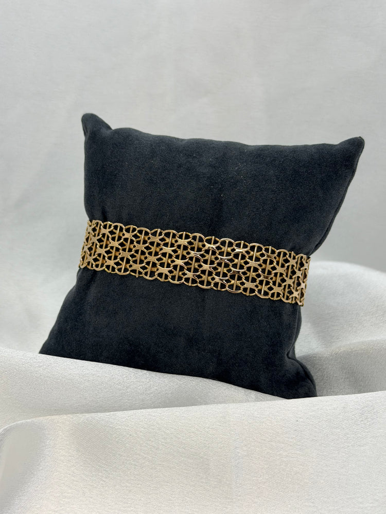 18K Rose Gold Bracelet – Broad X-Link with Bar Link, 22.1g, 20 cm