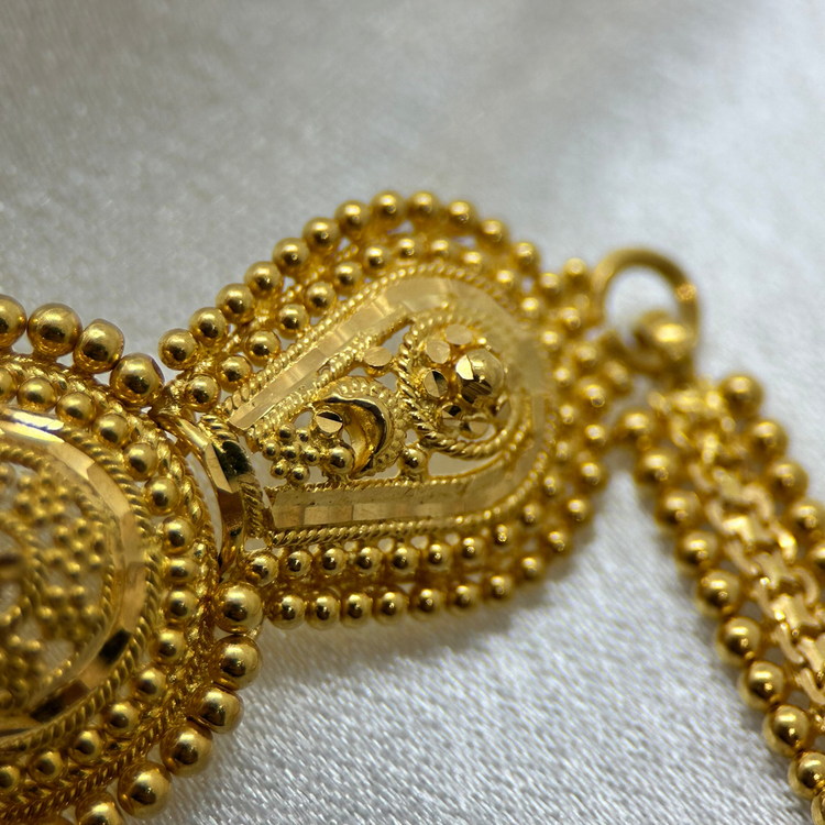 22K Indisk Chokerhalsband i filigrandesign - 26,2g