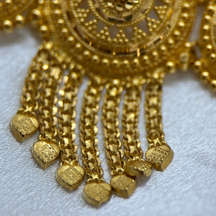 22K Indisk Chokerhalsband i filigrandesign - 26,2g