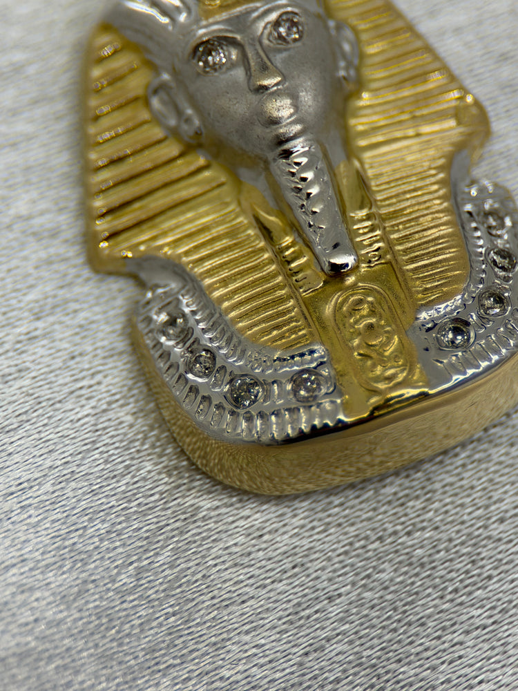 18K Farao hänge – Tvåfärgat guld med briljantslipade diamanter, 3.5 cm