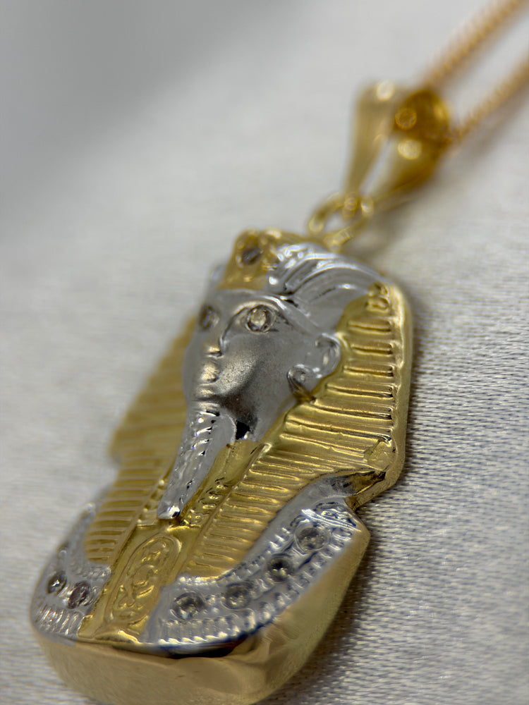 18K Farao hänge – Tvåfärgat guld med briljantslipade diamanter, 3.5 cm