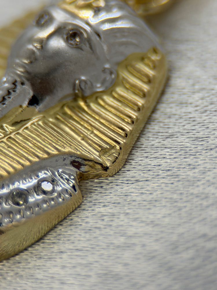 18K Farao hänge – Tvåfärgat guld med briljantslipade diamanter, 3.5 cm
