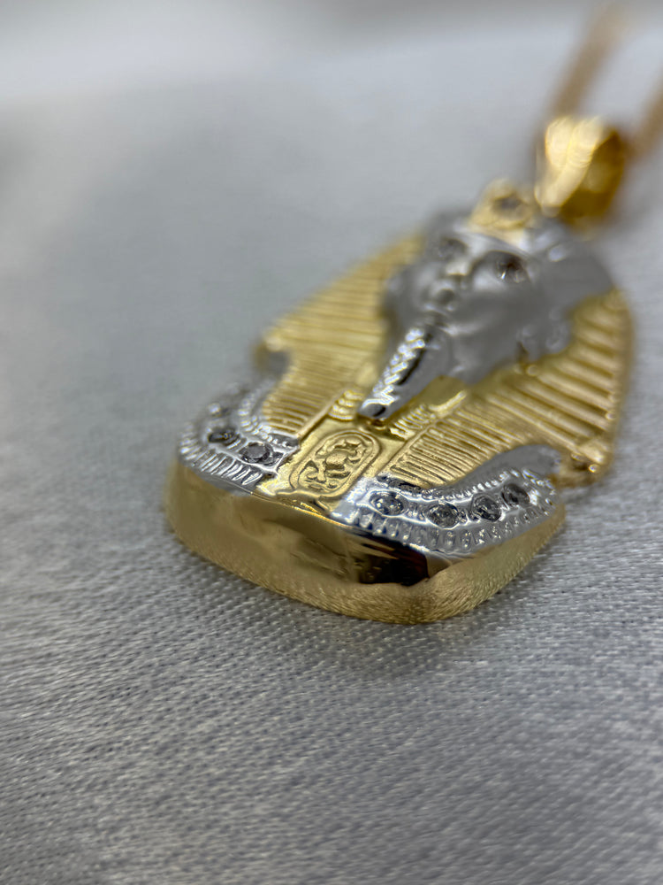 18K Farao hänge – Tvåfärgat guld med briljantslipade diamanter, 3.5 cm