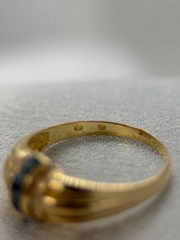 18K Safir- och diamantring – Kanalinfattning, Storlek 56
