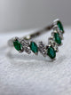 18K Emerald and Diamond Ring – 0.30 ct Diamonds, Size 56