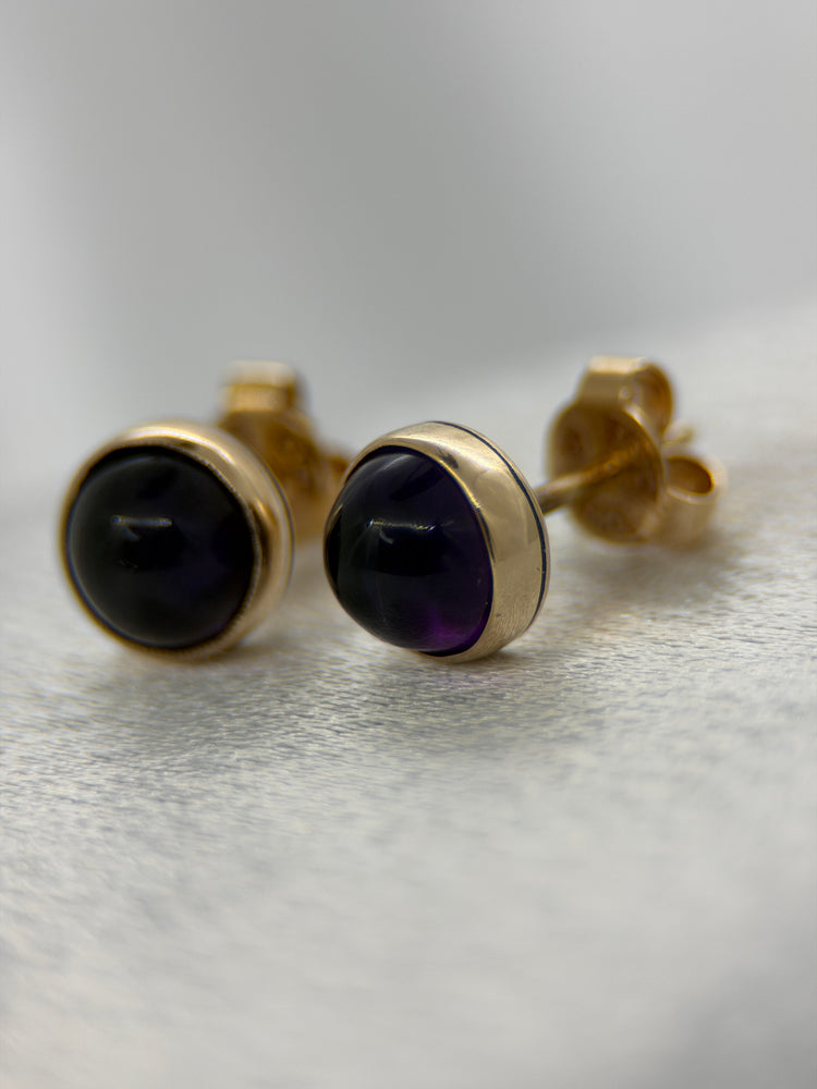 18K Ametistörhängen – Cabochon, 2.0g