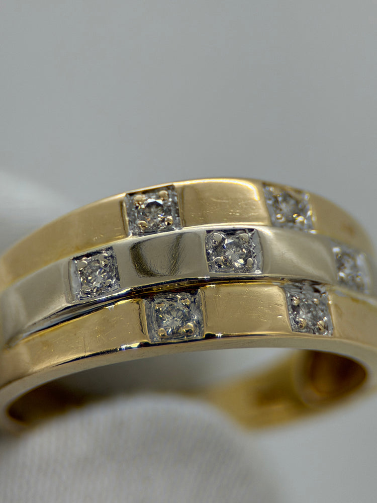 18K Tvåfärgad diamantring – 0.07 ct, Storlek 58.5