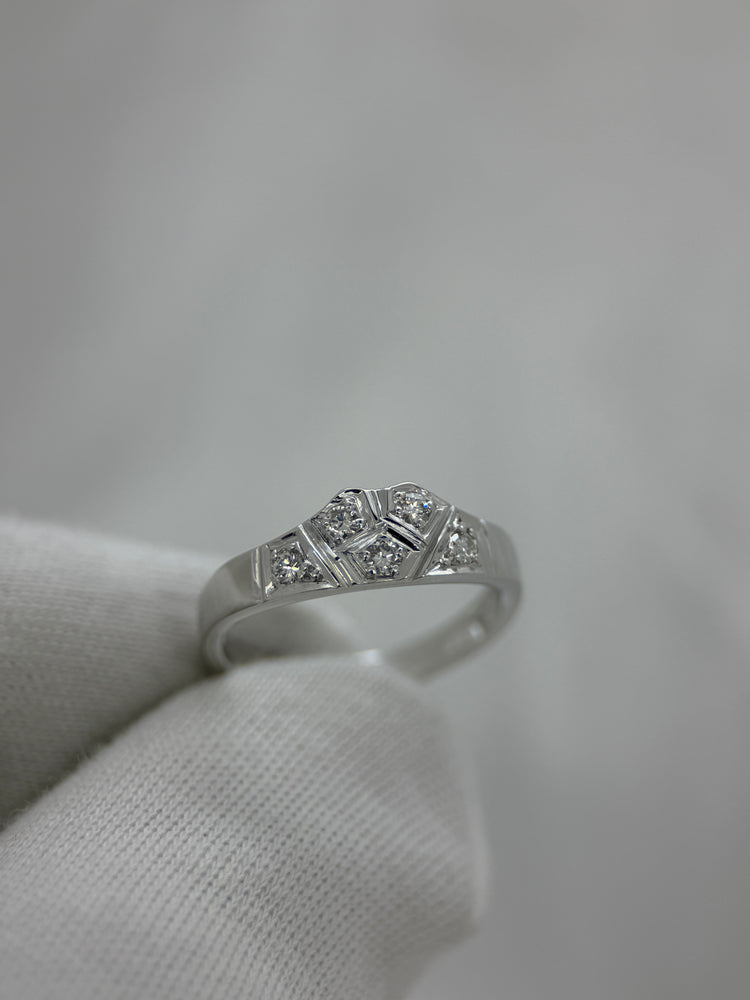 18K Diamantring i vitguld – 5 briljanter, Storlek 52