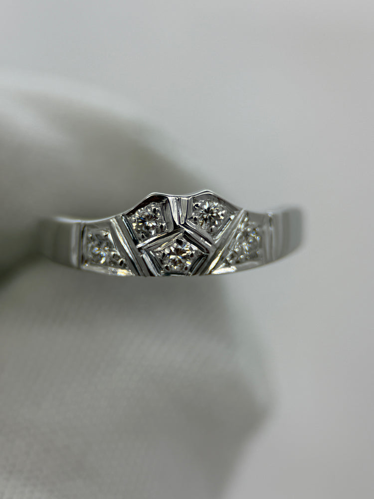 18K Diamantring i vitguld – 5 briljanter, Storlek 52
