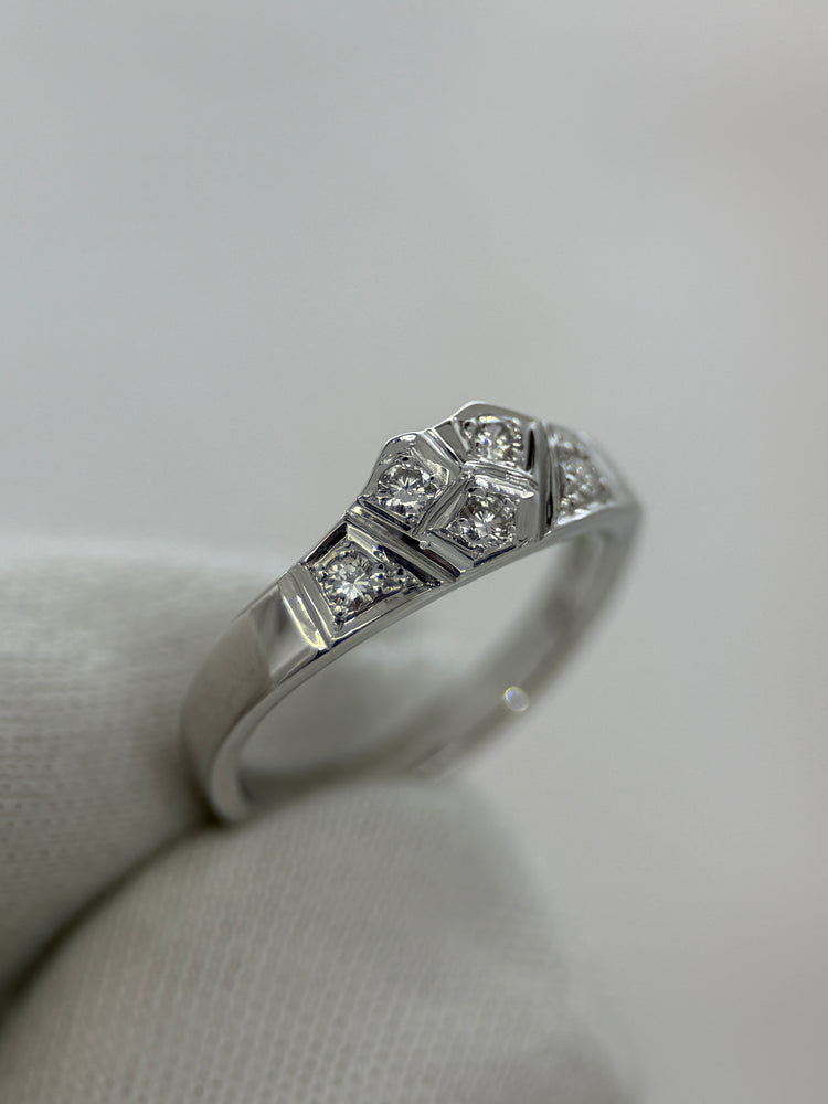 18K Diamantring i vitguld – 5 briljanter, Storlek 52