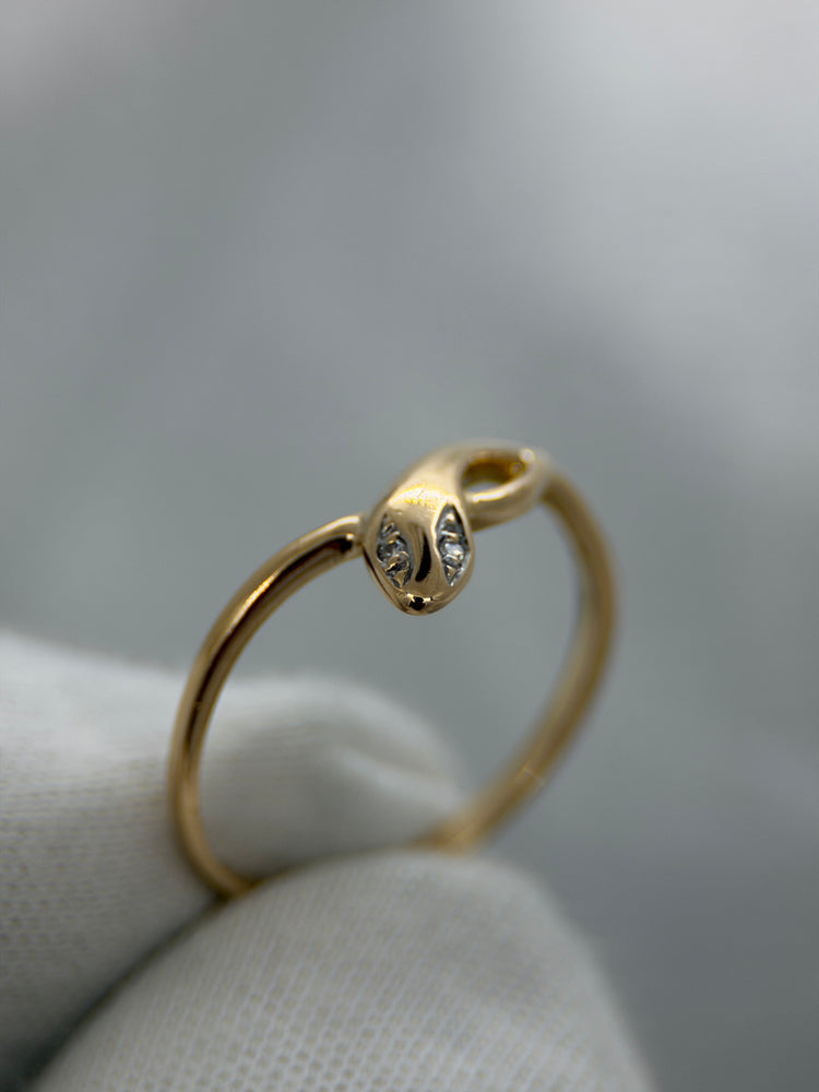 18K Ormring med diamanter – Rödguld, Storlek 57