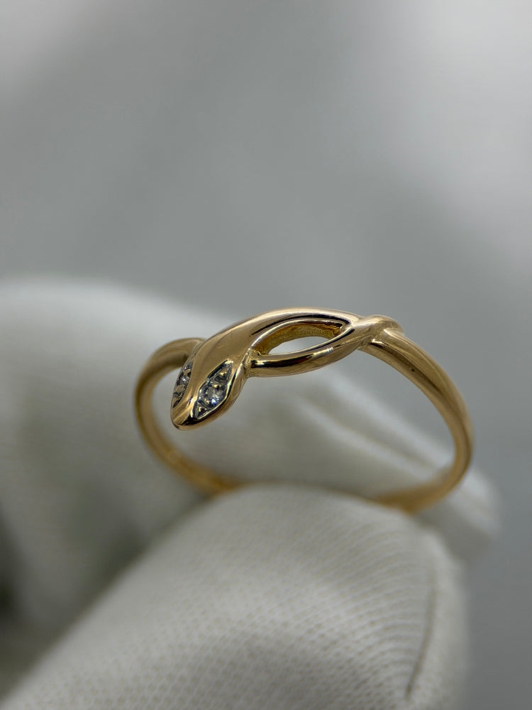 18K Ormring med diamanter – Rödguld, Storlek 57