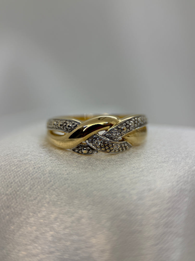 18K Bicolor diamantring – Storlek 52