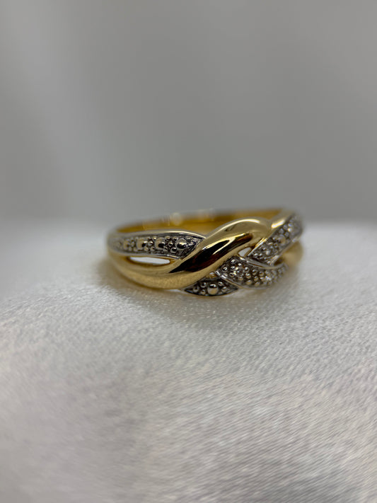18K Bicolor diamantring – Storlek 52