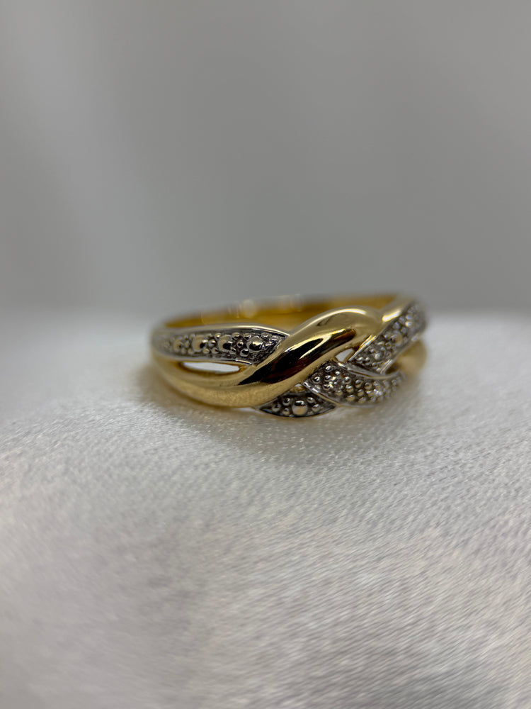 18K Bicolor diamantring – Storlek 52
