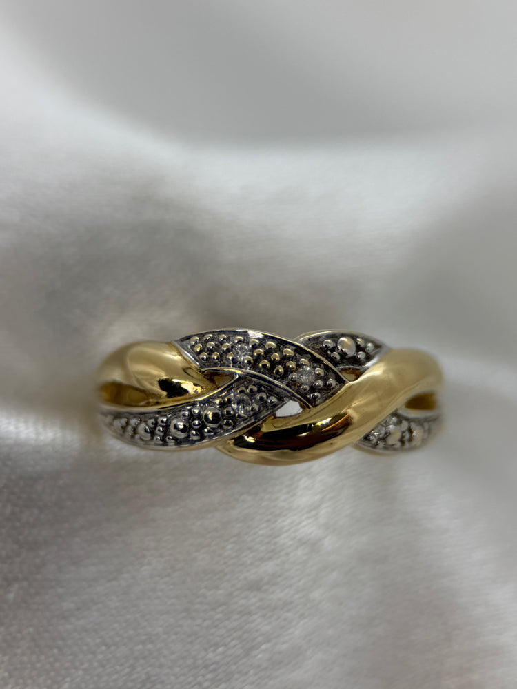 18K Bicolor diamantring – Storlek 52