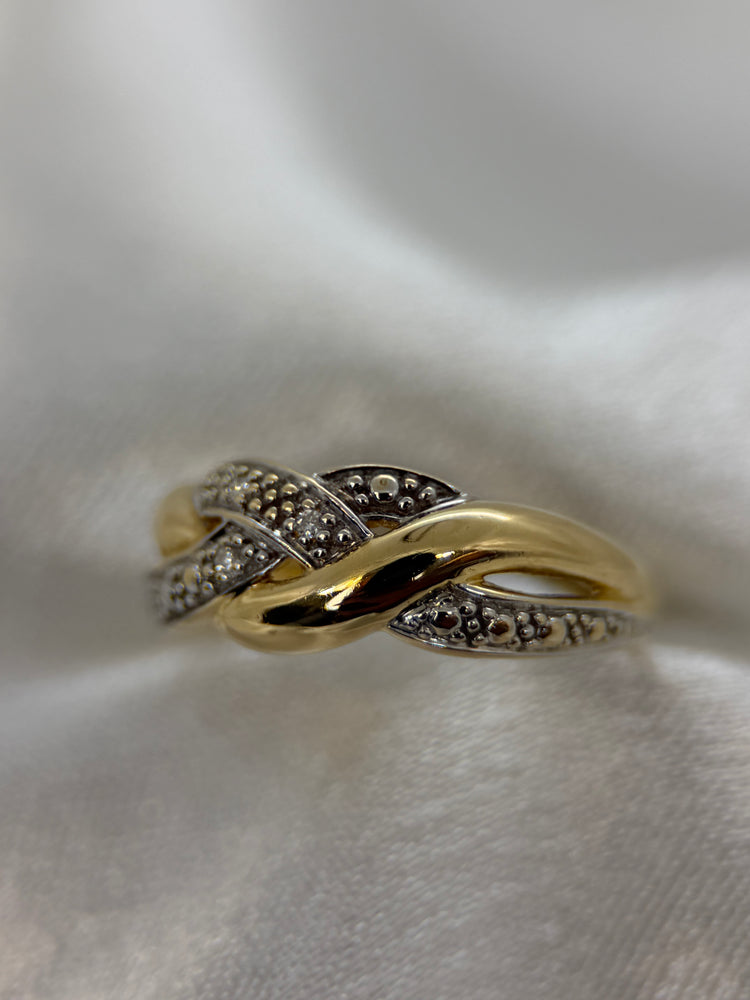 18K Bicolor diamantring – Storlek 52