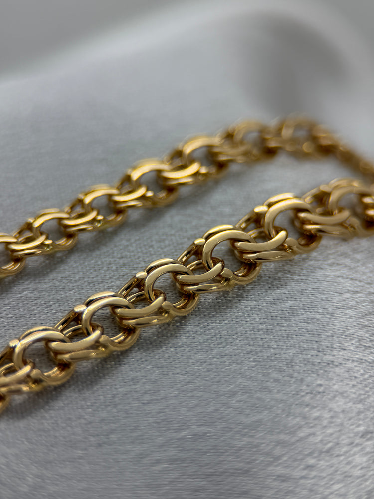 18K Bismarcklänk halsband i rödguld – 27.2g, 44.5 cm