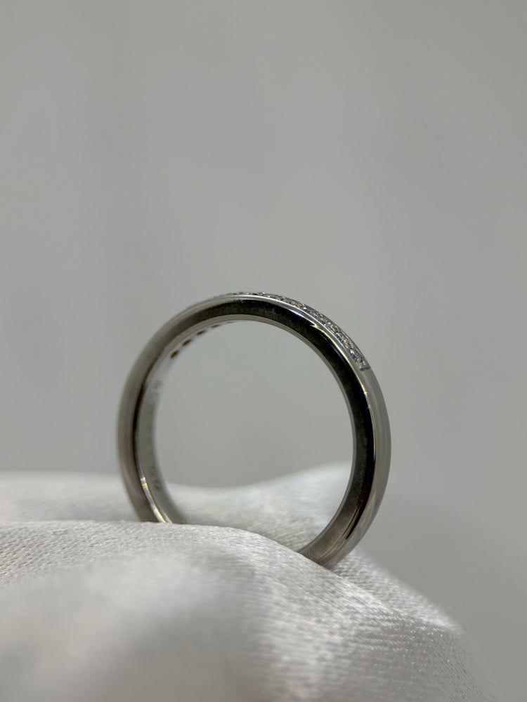Palladium Halvevighetsring med Diamanter – 0.12 ct, Storlek 57
