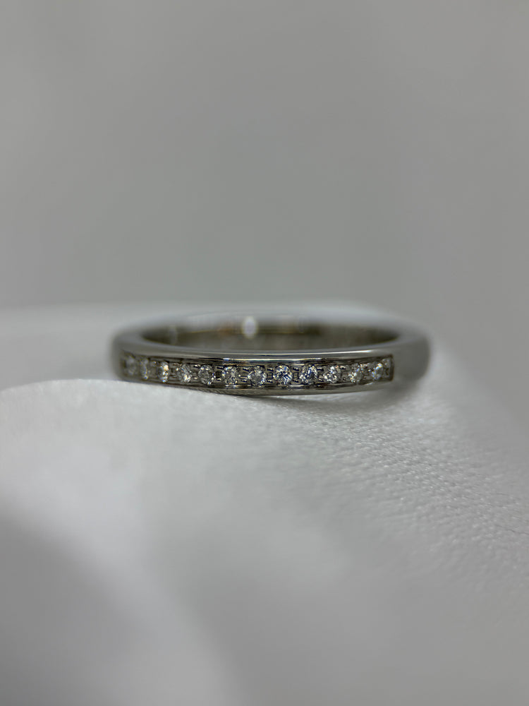 Palladium Halvevighetsring med Diamanter – 0.12 ct, Storlek 57