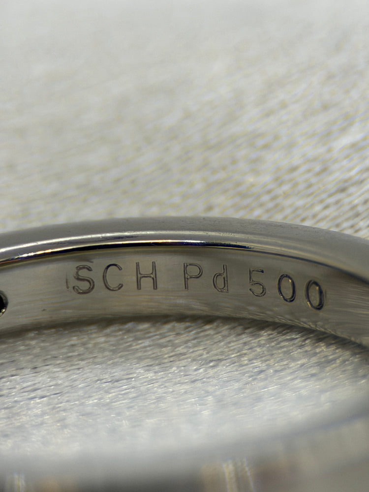 Palladium Halvevighetsring med Diamanter – 0.12 ct, Storlek 57